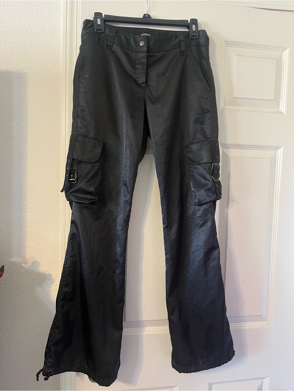 Express silky black cargo pants